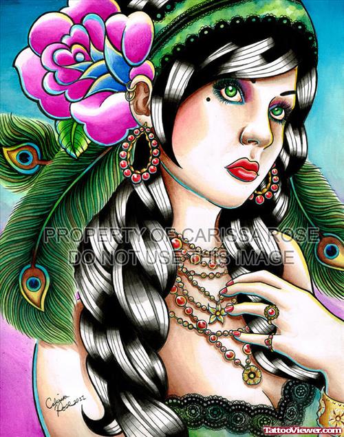 Attractive Colored Gypsy Tattoo