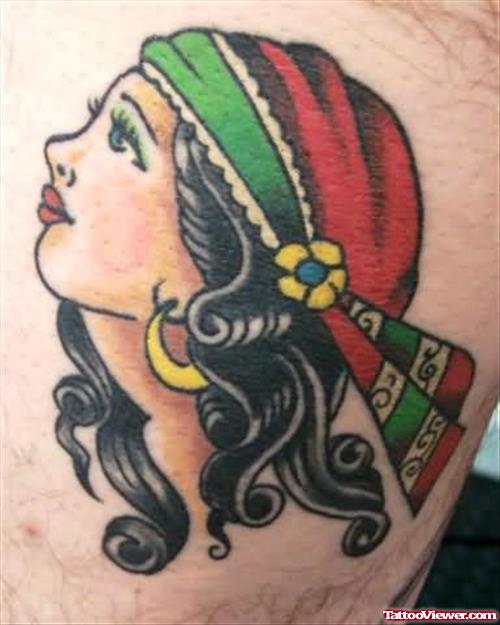 Gypsy Head Tattoo On Body