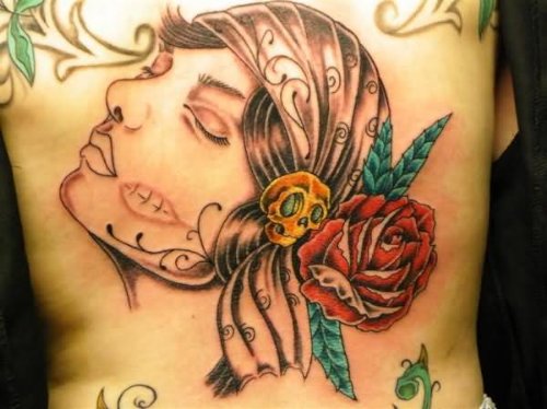 Gypsy Rose And Head Tattoo