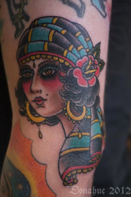 Gypsy Tattoo On Left Sleeve For Men