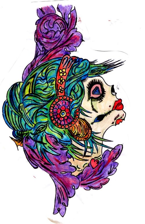 Colored Gypsy Head Tattoo Design