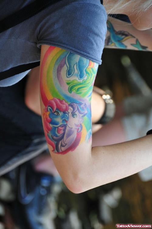 Colored Fantasy Half Sleeve Tattoo