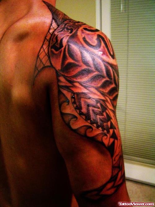 Samoan Right Half Sleeve Tattoo For Men