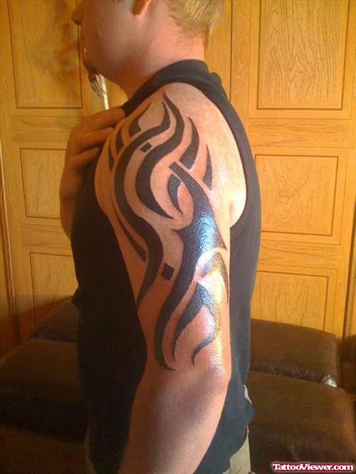 Left Half Sleeve Tribal Tattoo