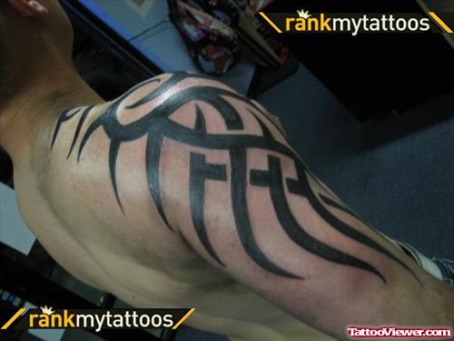 Awesome Black Tribal Half Sleeve Tattoo