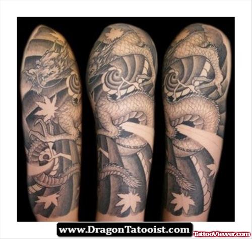 Awesome Grey Half Sleeve Tattoo