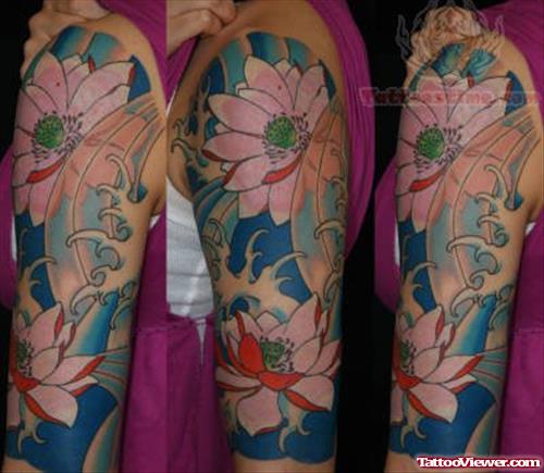 Flowers Half Sleeve Tattoo Pictures