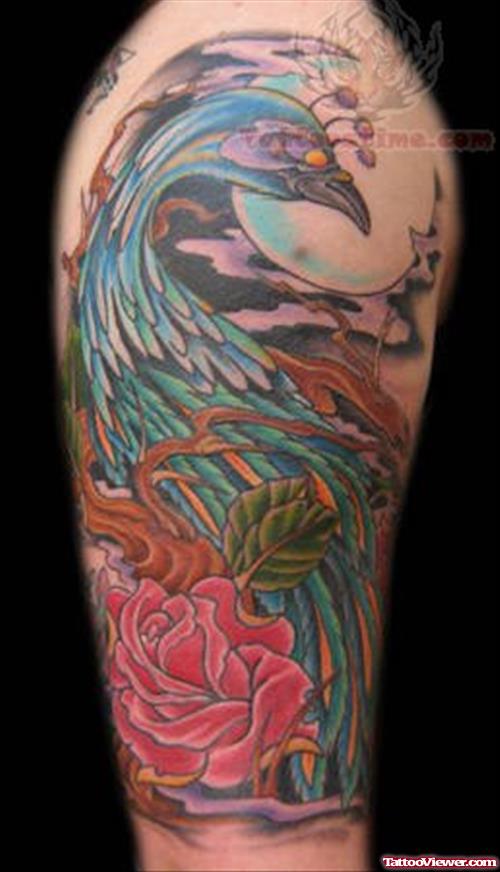 Half Sleeve Bird Tattoo Picture