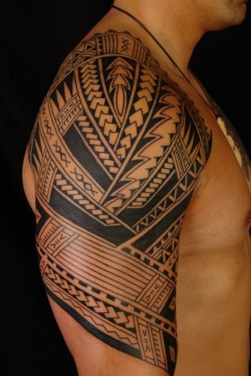 Amazing Polynesian Half Sleeve Tattoo