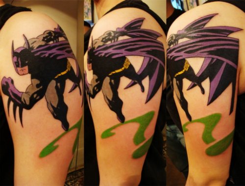 Flying Batman Half Sleeve Tattoo
