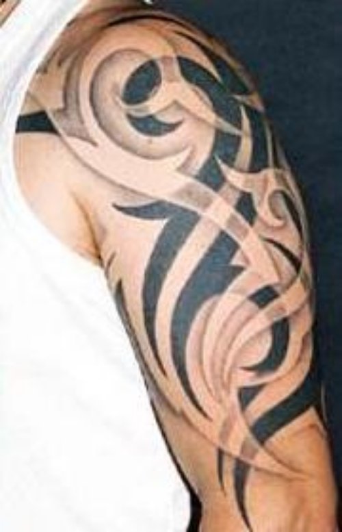 Cool Black Tribal Half Sleeve Tattoo For Men