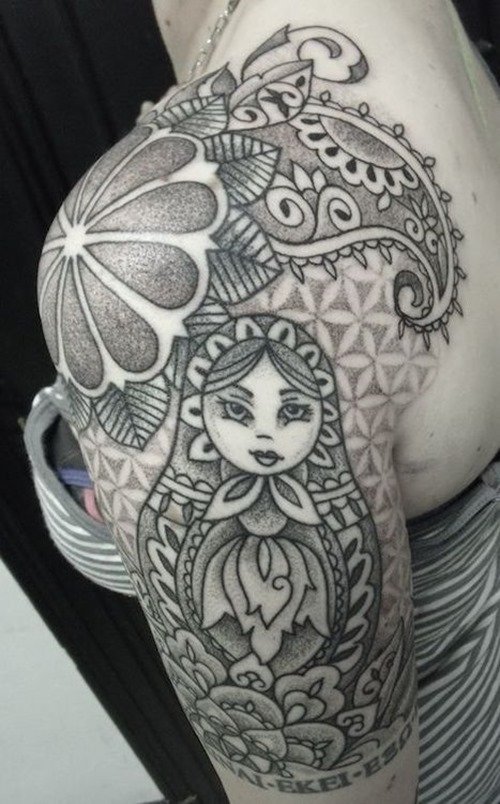 Matryoshka Doll Half Sleeve Tattoo