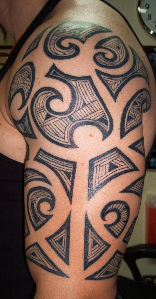 Japanese Tribal Half Sleeve Tattoo