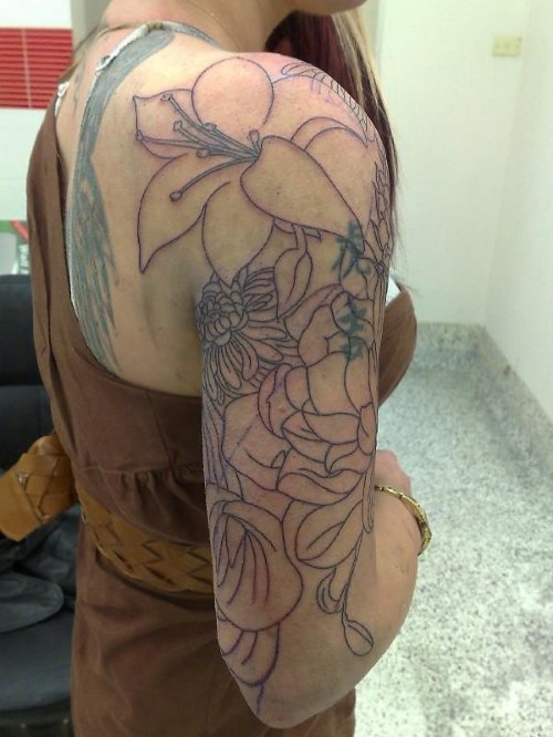 Floral Half Sleeve Tattoo For Men