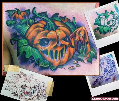 Awful Color Ink Halloween Tattoo Design