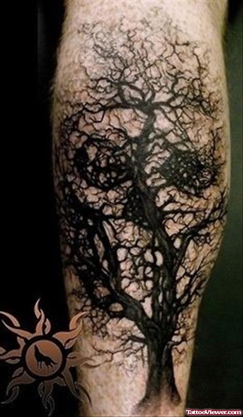 Halloween Tree Tattoo Design