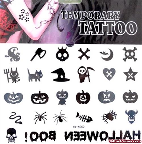 Small Black Ink Halloween Tattoos Designs