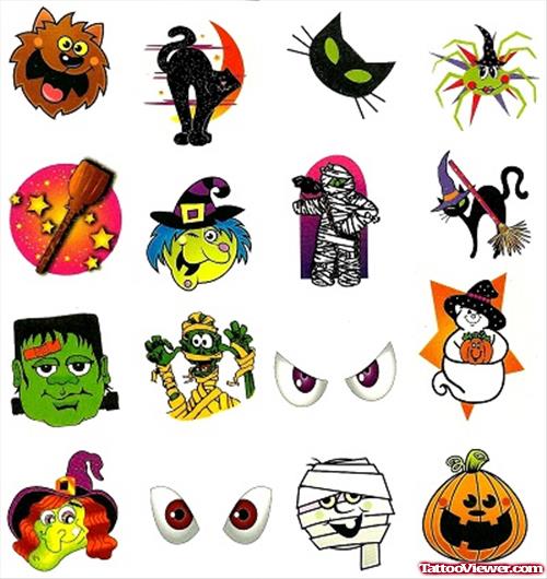 Good Colored Halloween Tattoos Designs
