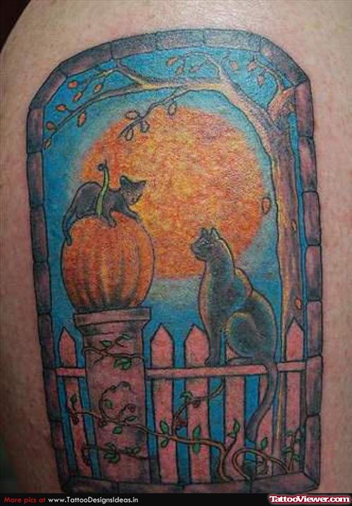 Amzing Colored Halloween Tattoo