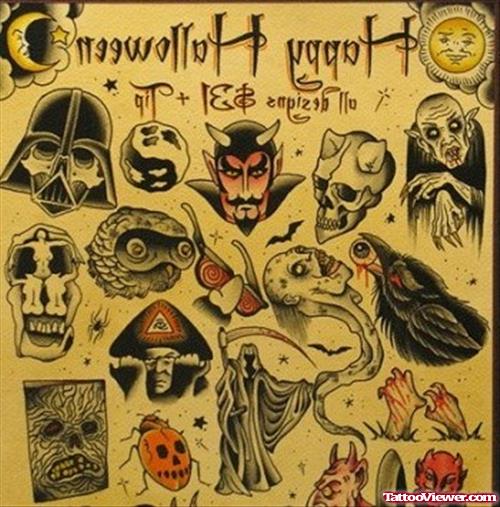 Nice Halloween Tattoos Designs
