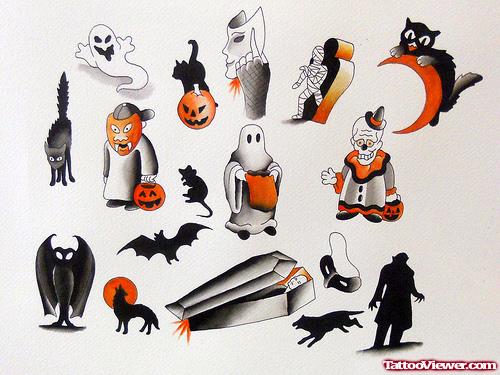 Latest Color Ink Halloween Tattoos Designs