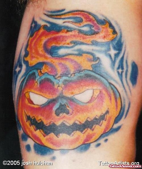 Cool Pumpkin Halloween Tattoo