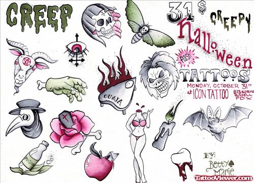 Creepy Halloween Tattoos Design