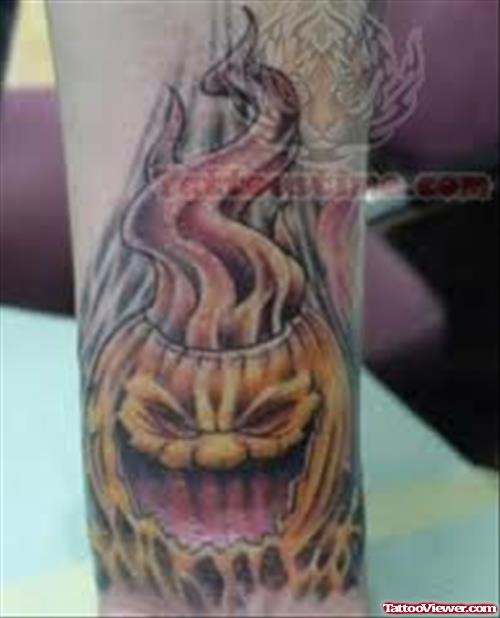 Burning Pumpkin Tattoo