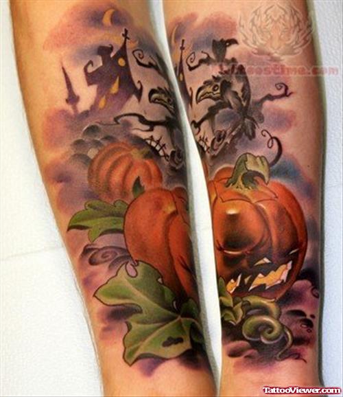 Halloween and Pumpkin Tattoo