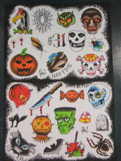 Beautiful Colored Halloween Tattoos Designs