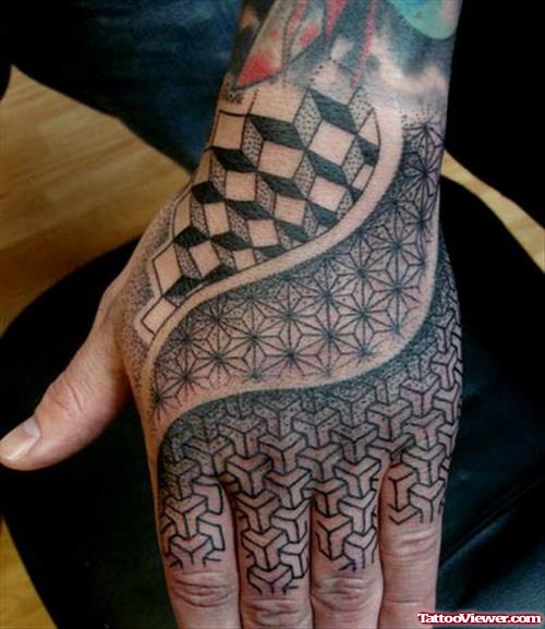 Amazing Black Ink Left Hand Tattoo