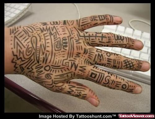 African Tribal Left Hand Tattoo