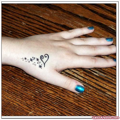 Stars And Heart Hand Tattoo