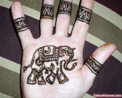 Elephant Tattoo On Right Hand