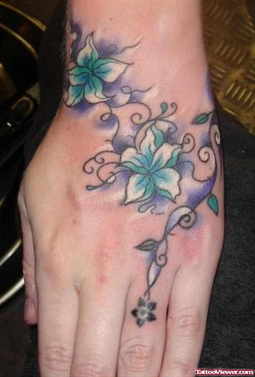 Color Flowers Left Hand Tattoo
