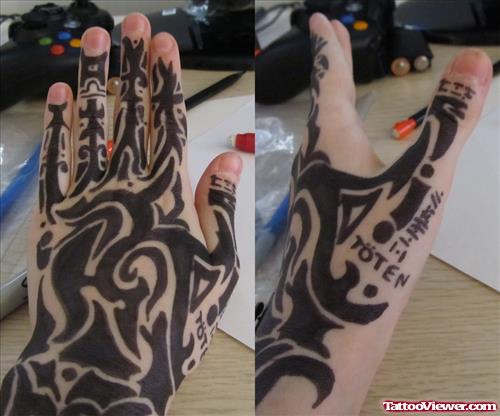 Black Tribal Tattoos On Hand