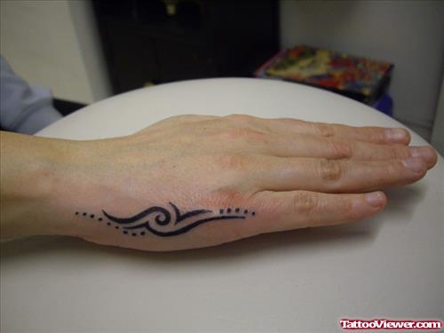 Amazing Black Tribal Hand Tattoo For Young Girls