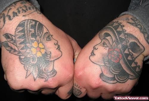 Girl Faces Tattoos On Hands