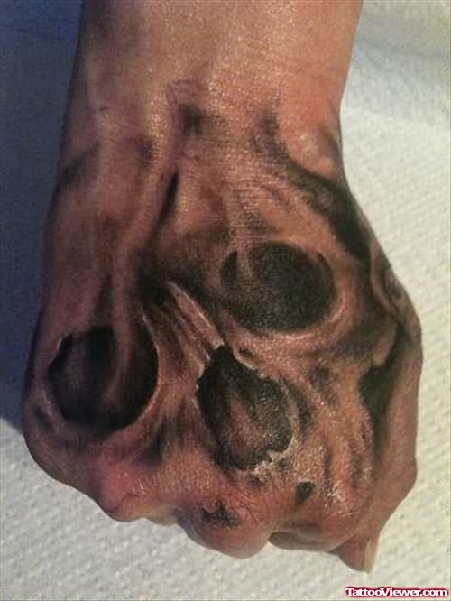 Ghost Skull Tattoo On Hand