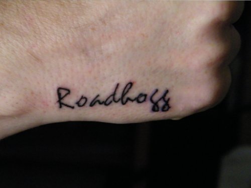 Roadhogg Tattoo On Side Hand