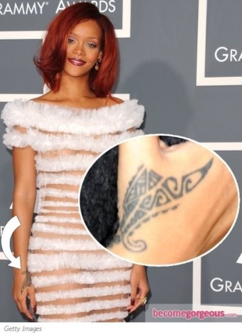 Amazing Rihanna Tribal Hand Tattoo