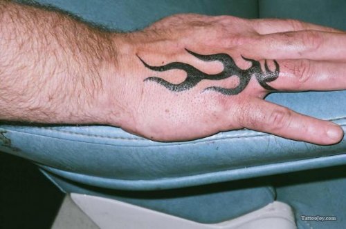 Tribal Tattoo On Right Hand For Men