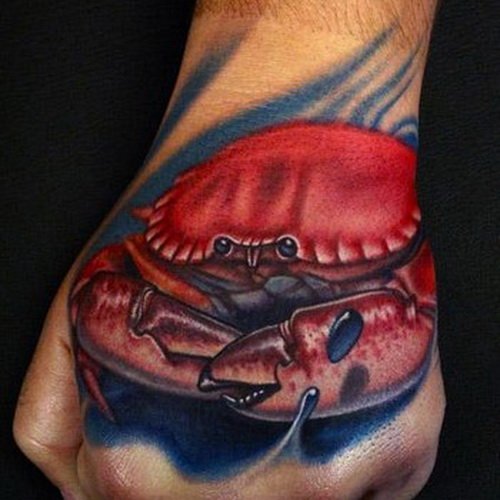 Red Ink Cancer Hand Tattoo