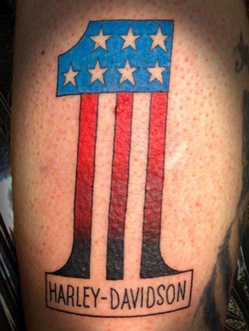 US Flag Harley Tattoo