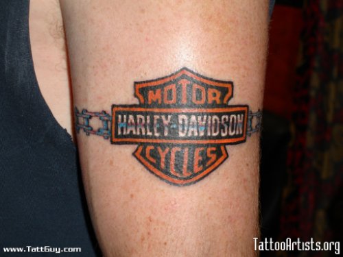 Right Bicep Harley Tattoo For Men
