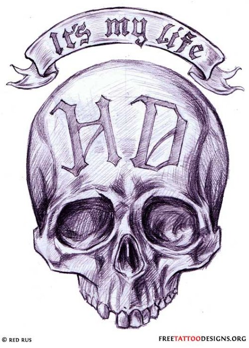 It’s My Life Harley Skull Tattoo Design