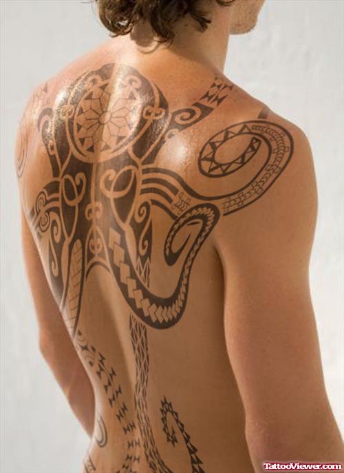 Attractive Back Body Hawaiian Tattoo