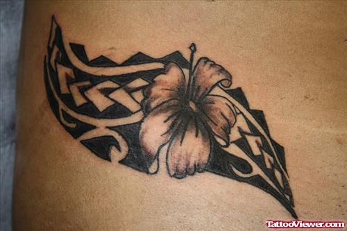 Tribal And Flower Hawaiian Tattoo For Women