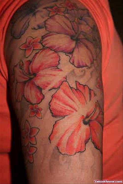 Pink Hawaiian Flowers Tattoo