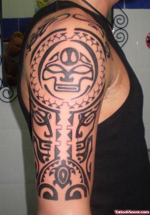 Right Half Sleeve Hawaiian Tattoo For Men